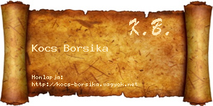 Kocs Borsika névjegykártya